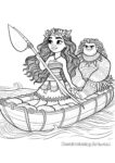 Moana und Maui auf dem Boot